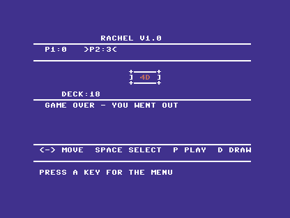 The C64 game-over screen says YOU WENT OUT after a network game that recovered from two forced connection drops